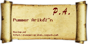 Pummer Arikán névjegykártya